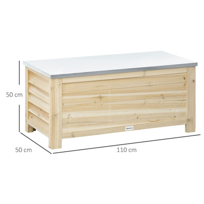 Tuinkist – Tuinopbergbox – Kussenbox – Tuinbox – Opbergkist – Massief Hout – Gegalvaniseerd Metalen Deksel – 155L – 110x50x50 cm