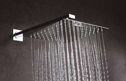 Douche Set – Regendouche – Handdouche – Kraan – Douchekraan – Vierkante Hoofddouche 25x25 cm – Verchroomd Messing – Instelbare Waterdruk 6 Bar