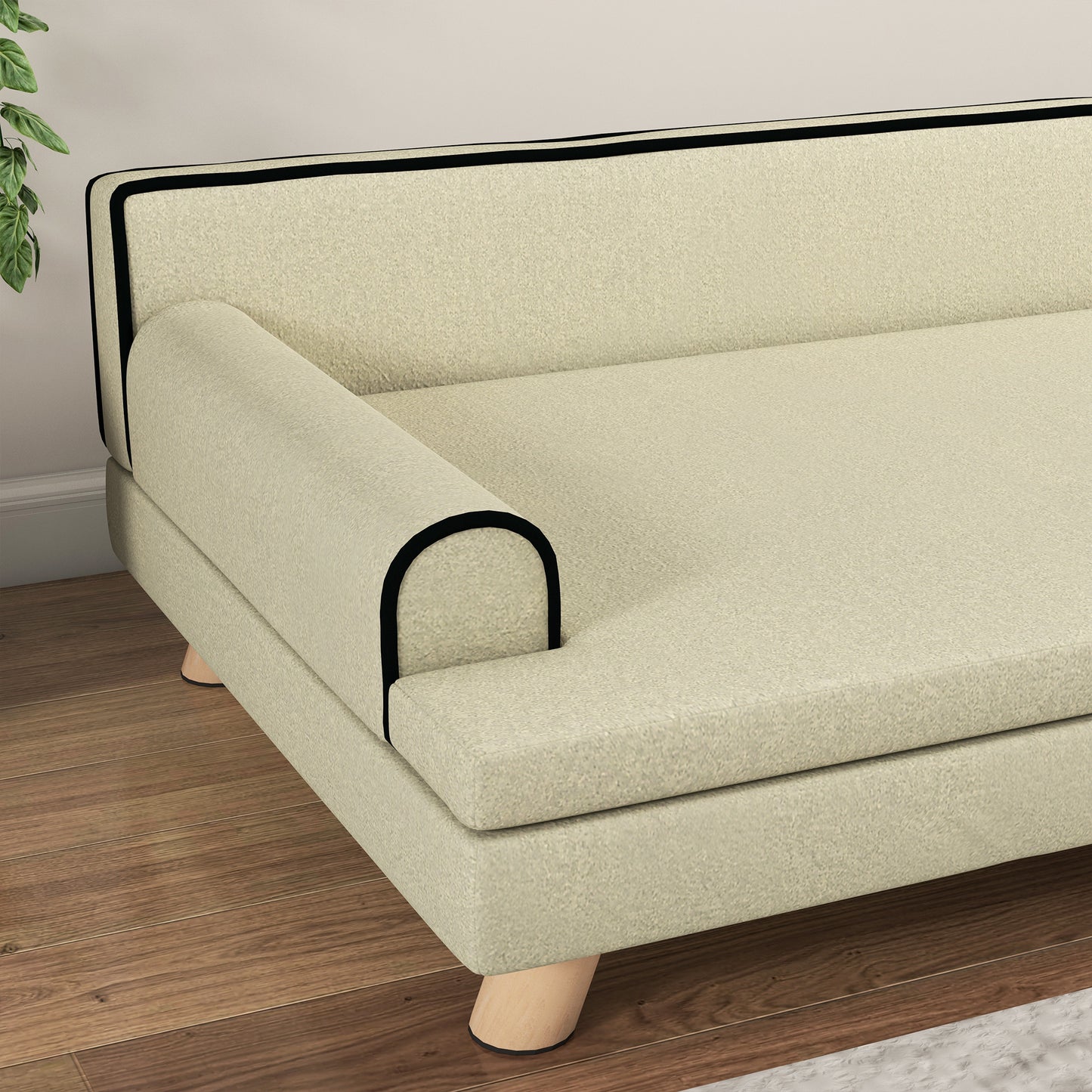 Hondenbank – Huisdieren Sofa – Dierenbed – Dog Bed – Kattenbank – Scandinavisch Design – Afneembare Kussen – 100x62x32 cm Beige