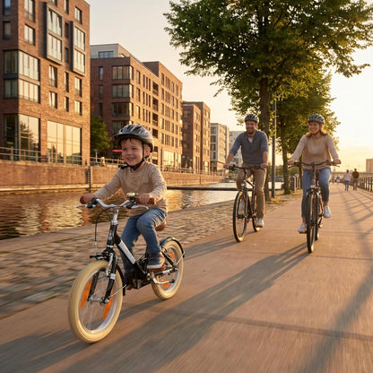 PROMETHEUS BICYCLES Retro Kinderfiets 14 inch vanaf 4 jaar - Kinderfiets voor meisjes en jongens, fiets voor kinderen PETITAGE in zwart