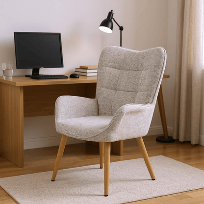 Fauteuil – Lounge Stoel – Sessel – Armstoel – Relaxstoel – Grijze Stof – Ergonomisch Design – 72x62x90,5 cm