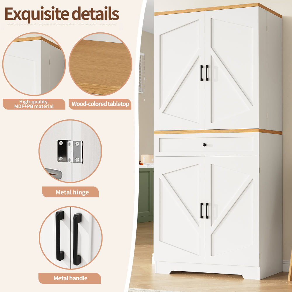 High-quality kitchen cabinet with 12 doors, compartments and drawers (80 x 40 x 180cm), modern snack storage cabinet made of MDF and particle board, buffet cabinet for dining rooms, kitchens and living rooms,  Dining Room Fur