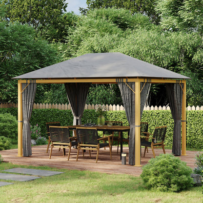 Tuinprieel – Tuinkamer – Overkapping – Pergola – Tuinpaviljoen – Aluminium Frame – Polyester Dak met UV Bescherming – Donkergrijs