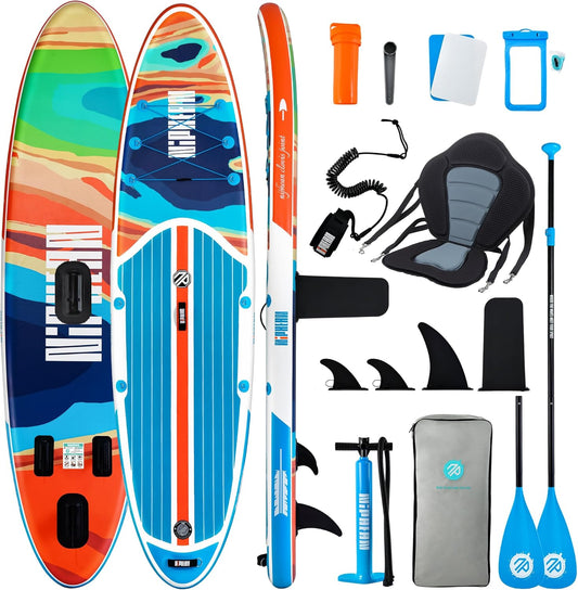 Niphean Opblaasbaar paddleboard voor volwassenen met alle accessoires, 320 cm stand-up paddleboard voor alle vaardigheidsniveaus, SUP met 200 kg gewichtscapaciteit voor 2 personen, opblaasbaar