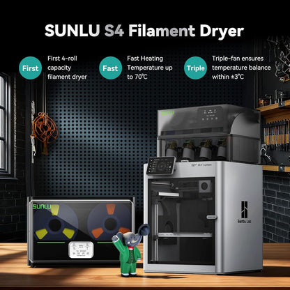 SUNLU Sunlu S4 Officiële filamentdroger, verbeterde capaciteit voor 4 spoelen, efficiënt drogen tot 70 °C, intelligente vochtregeling, snel opwarmen, 3D-filamentdroger, wit