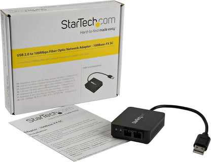 StarTech.com USB naar Glasvezel Converter - 100Mbps - USB 2.0 naar Fiber Optic Netwerk Adapter - 100Base-FX SC (Female) Duplex Multimode Fiber/MMF Compatibel - 2Km - Compacte USB naar Fiber LAN