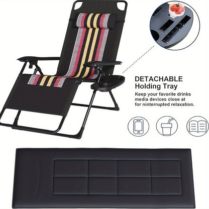 Inklapbare Tuinloungestoel – Tuinstoel – Balkonstoel – Terrasstoel – Loungezetel – Extra Breed 72 cm – Inclusief Cuphouder – Verstelbare Rugleuning – Draagvermogen 150 kg – Set van 2