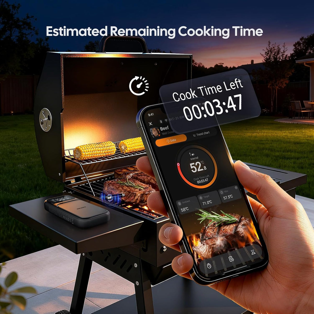 INKBIRD Draadloze Vleesthermometer, grillthermometer wifi 5G, en Bluetooth 5.4, multisensor temperatuursensor, NIST-geteste nauwkeurigheid, voor oven, grill, smoker, rotisserie airfryer oven