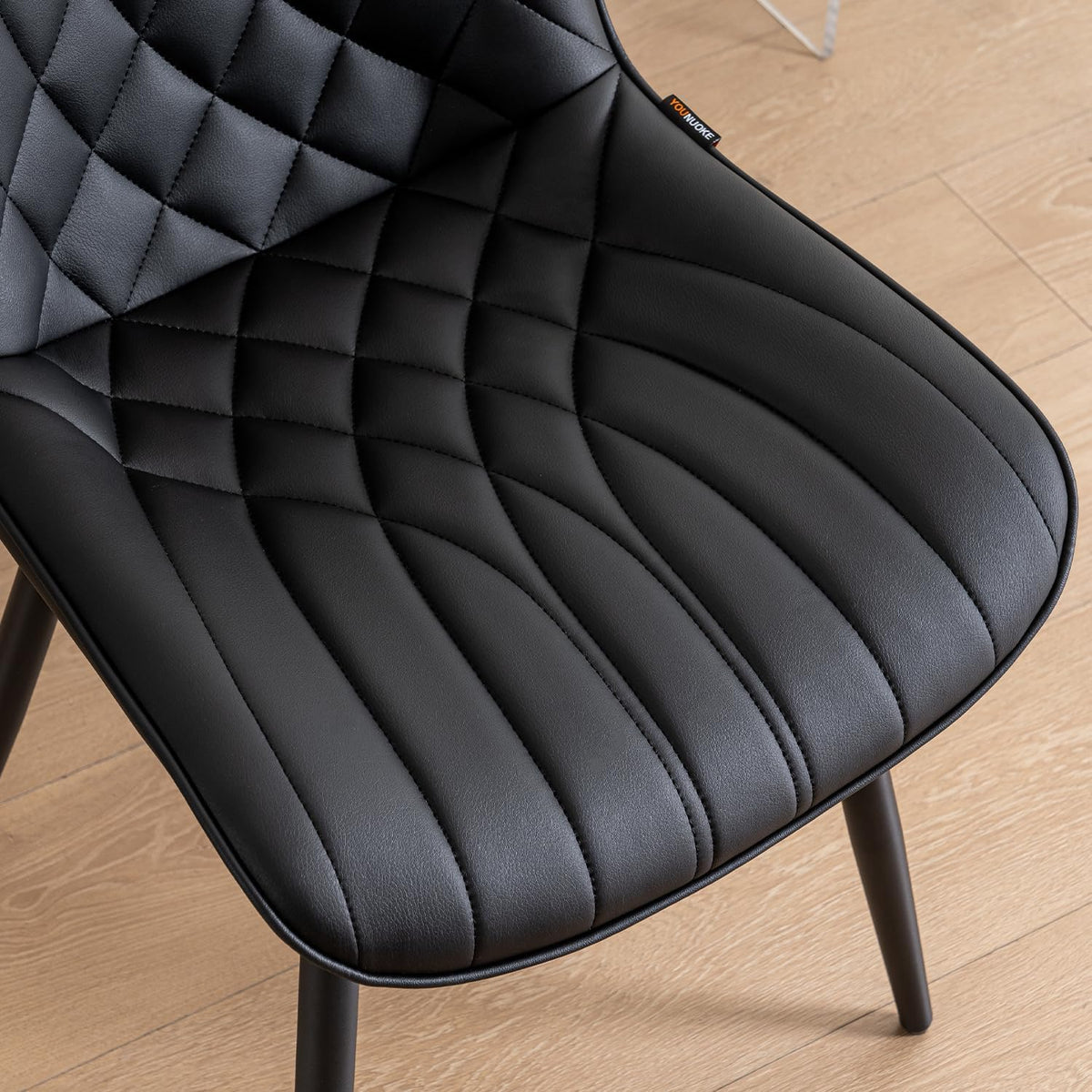 YOUNIKE Dining Room Chairs Set of 2 Faux Leather Comfortable Upholstered Chair with Metal Legs Dining Room Chairs Living Room Chair with Backrest - QUORE