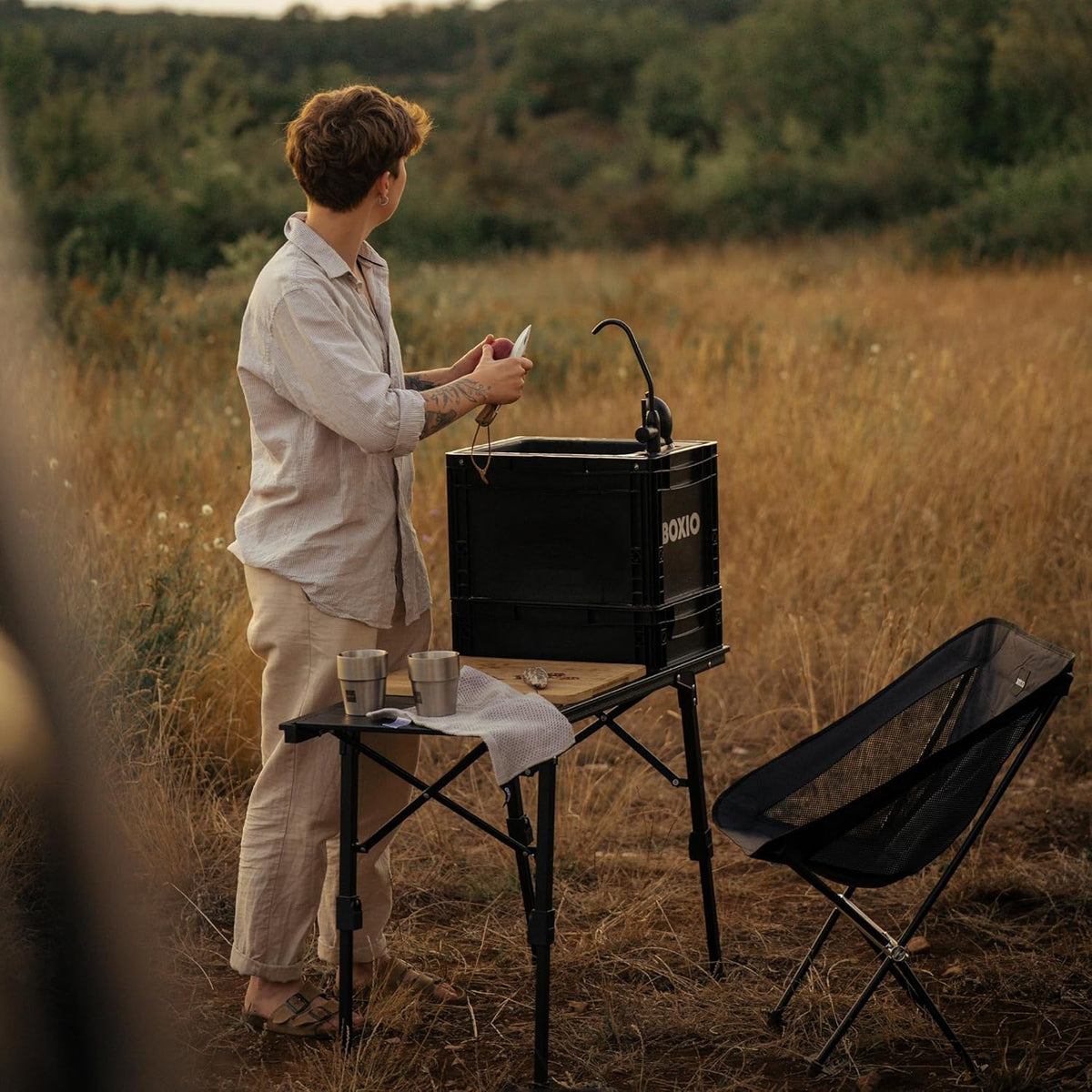 BOXIO - Chair: ultralichte campingstoel, opvouwbare klapstoel voor camping, picknick & strand | comfortabele stoel & visstoel – ideaal als strandstoel en campingstoelen outdoor (4)