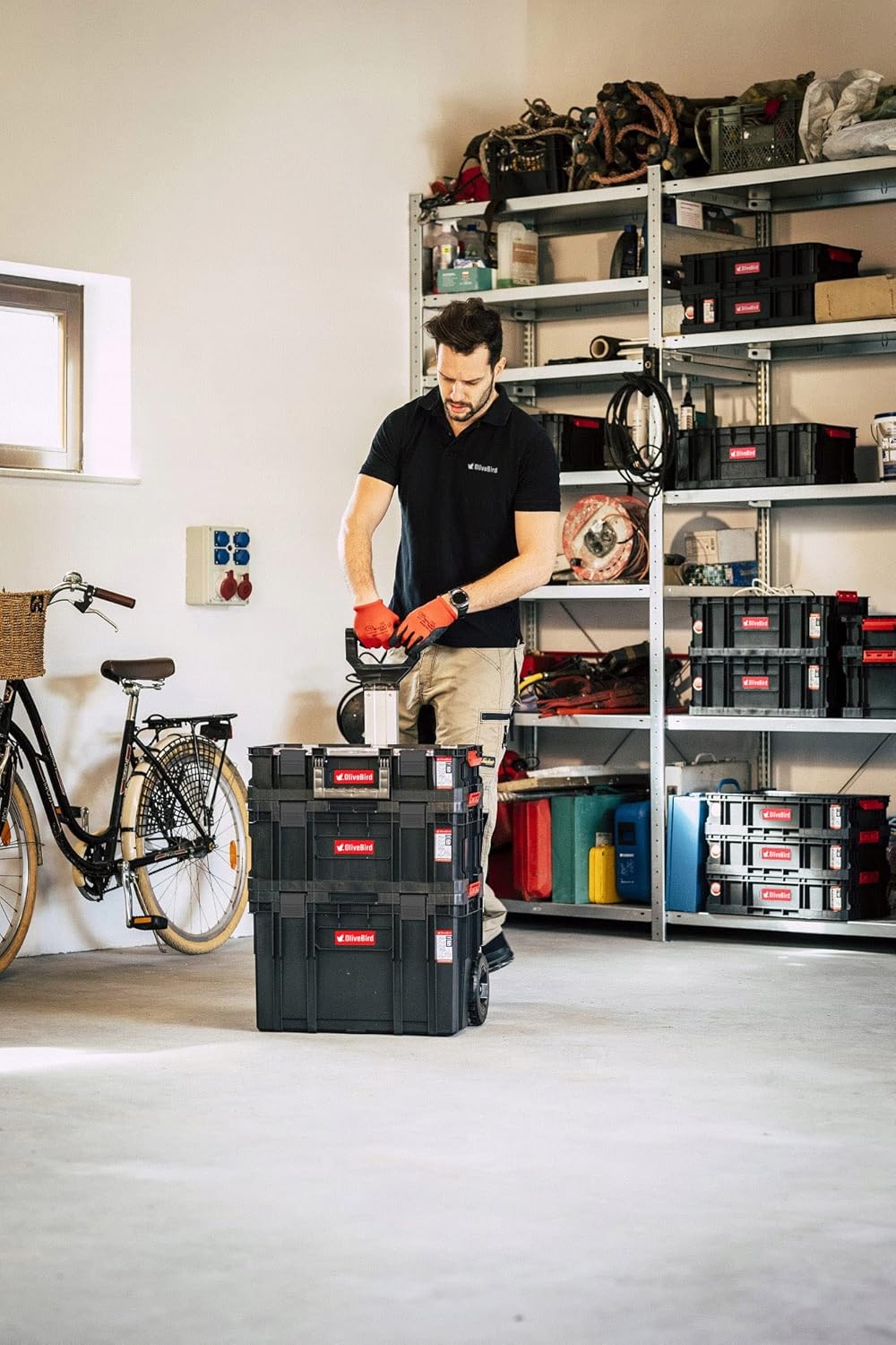 6-in-1 XL assortimentskoffer, werkplaatswagen, rolbox, mobiele werkplaatskoffer, kunststof schuifladen, gereedschapskoffer op wielen