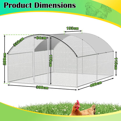 Ikodm Chicken Coop Outdoor Play 3 x 4 x 2 m XXL Chicken Coop with Door and Latch Waterproof Oxford Fabric Chicken Coop for Small Animals and Small Animals with Net