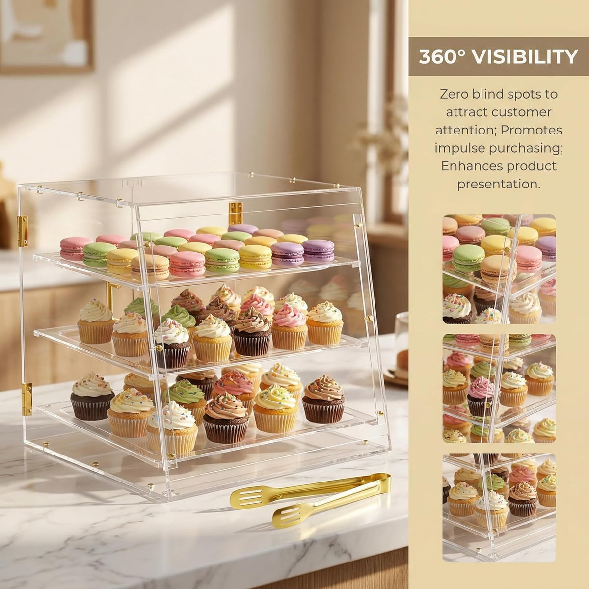 Commerciële Countertop Bakkerij Vitrine met Achterkant Magnetische Deuren, 20 "x 17" x 16.7" Gebak Vitrine Voedsel Vitrinekast voor Cake Donut