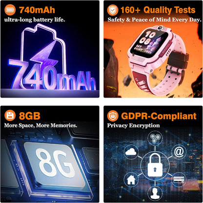 imoo Z3 kinderhorloge met GPS tracker, videobellen, schoolmodus, SOS en IPX8 waterdicht. Inclusief simkaart en WiFi. Perfecte smartwatch voor kinderen. (Roze)
