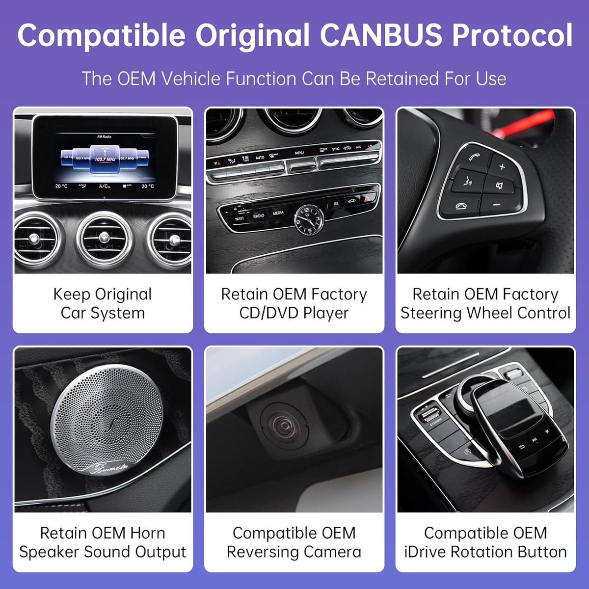 Road Top 10.25 Inch Car Radio Wireless CarPlay Android Car Touch Screen for Mercedes Benz C GLC V Class W205 W447 2016-2018 Year with NTG5.0 System, Support Mirrorlink - QUORE
