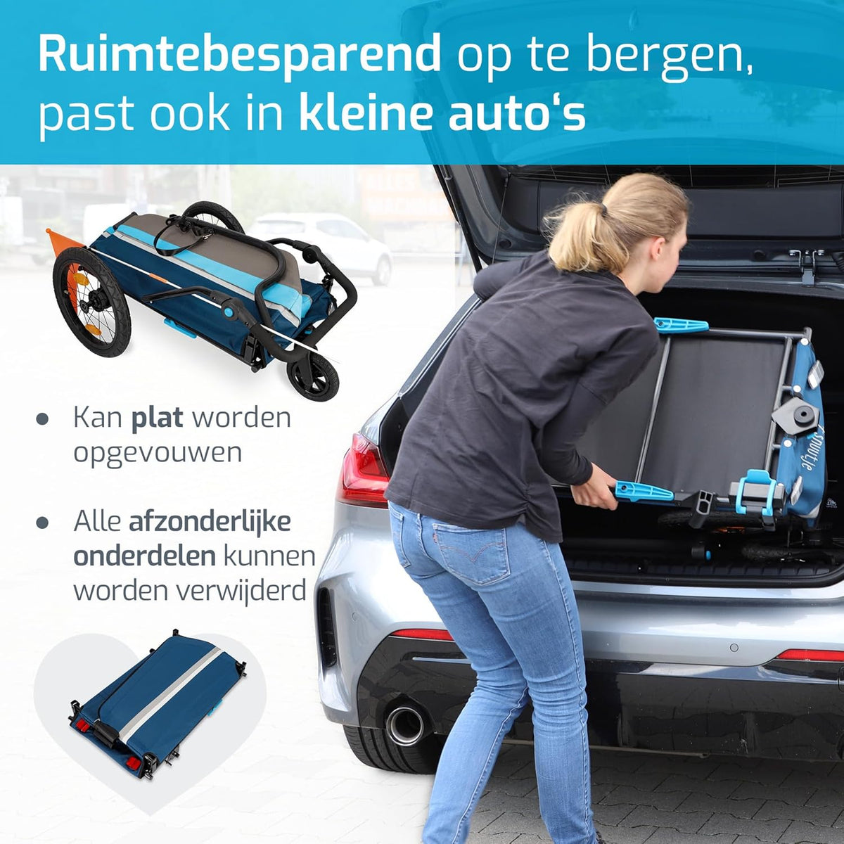 bolderkar opvouwbaar voor bicycle | Fietsaanhanger, perfect als boodschappenhulp en transportwagen | aanhanger voor op de fiets | afdekking met reflecterende strepen
