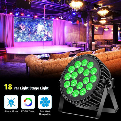 Led-schijnwerper, 200 W, 18 leds, podiumlicht, discolicht, 8 kanalen, led, RGBW, DMX Strobe, geluid, actieve modus, verlichting DJ, lichteffect voor show, bar, KTV, party, Halloween, 4 stuks