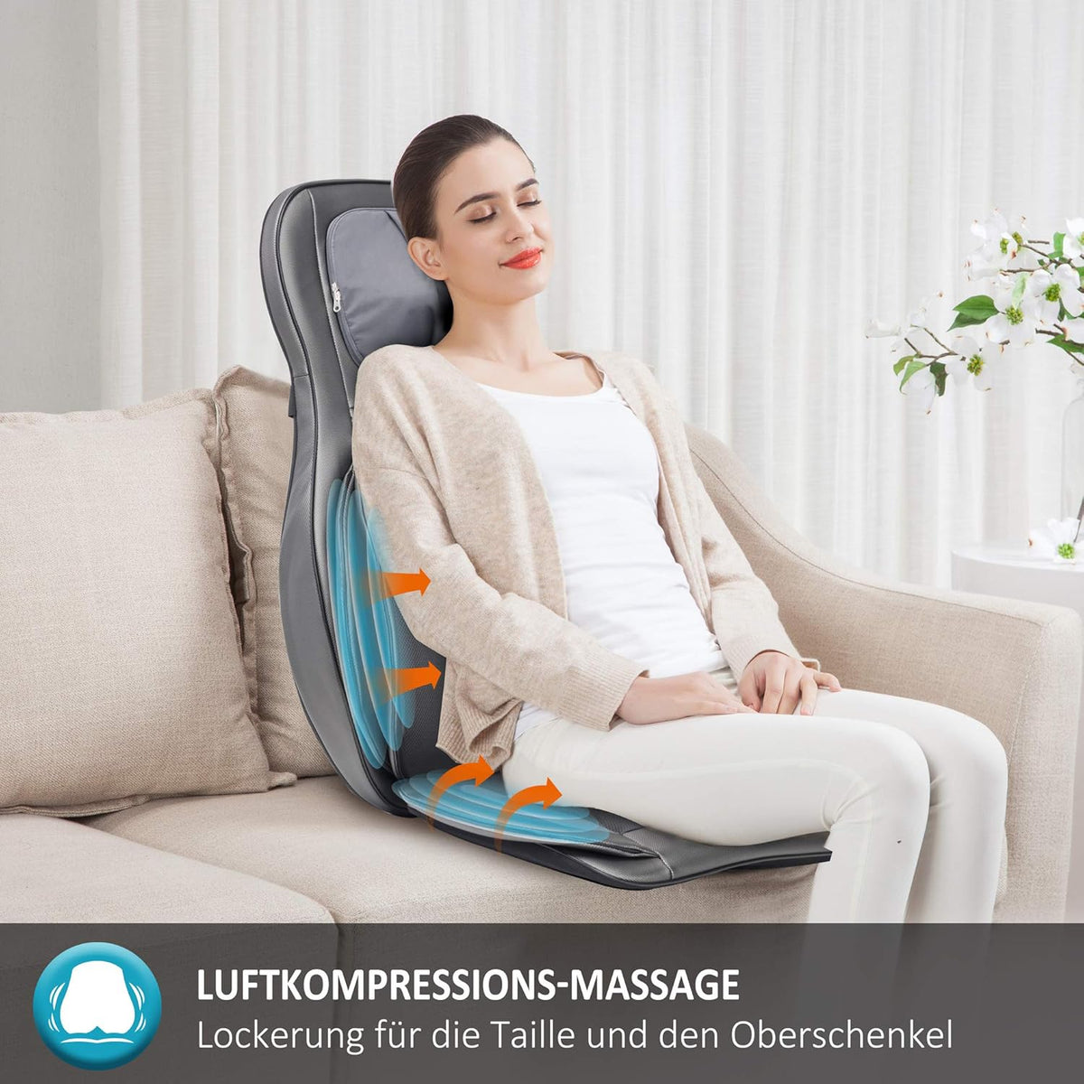 Massagestoelkussen – Massagekussen – Shiatsu Stoelkussen – Rugmassager – Nekmassagekussen – Verstelbare Nekmassage – Warmtefunctie Met 3 Massagezones
