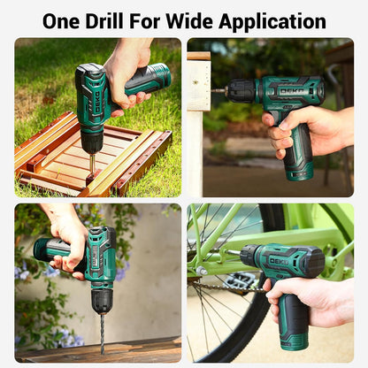 Gereedschapskit Box Boorset: DEKO 238 stuks Home Mechanic Toolbox met 12V Power Draadloze Boor Hand Reparatie Gereedschap Sets Combo Kits Opslag Organizer Lade Case voor Mannen (Groen)