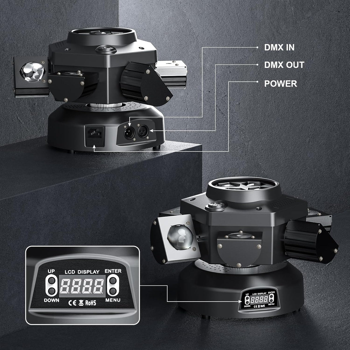 180W Moving Head LED RGBW Partylicht LED-schijnwerper Podiumverlichting dmx512 Geluidgeactiveerd lichteffect met 6 lichtarmen voor DJ Bar Verjaardag Disco Bruiloft Schijnwerper