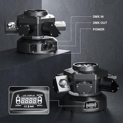 180W Moving Head LED RGBW Partylicht LED-schijnwerper Podiumverlichting dmx512 Geluidgeactiveerd lichteffect met 6 lichtarmen voor DJ Bar Verjaardag Disco Bruiloft Schijnwerper