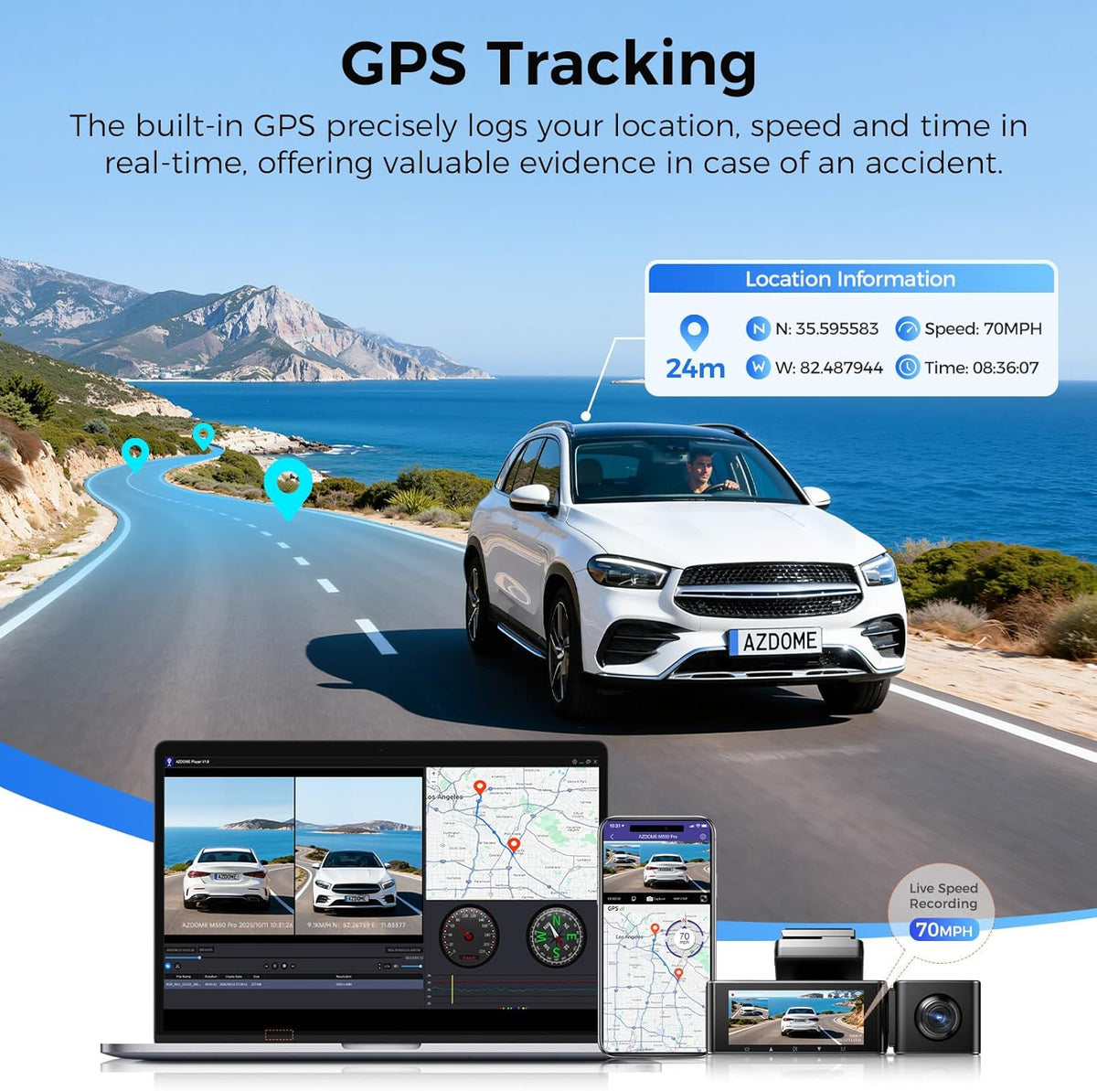 Dashcam Auto Voor en Achter – Dashboardcamera – Autocamera – Dubbele Dashcam – Auto Camera – 4K Voorcamera + 2,5K Achtercamera – 5,8GHz WiFi en GPS
