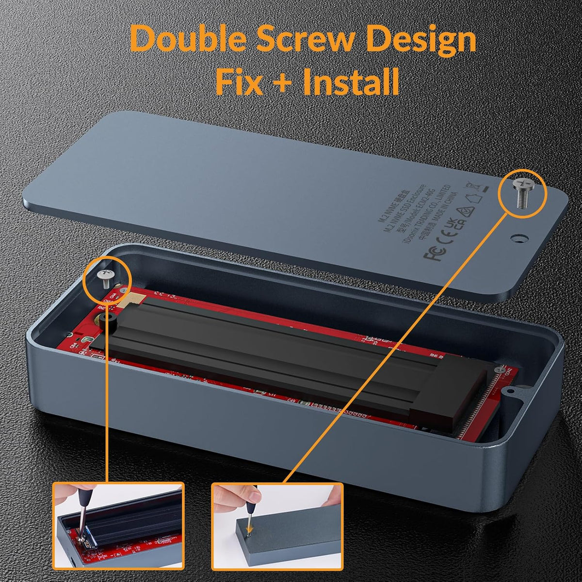 iDsonix Aluminium Behuizing USB4.0 Type-C Transmissie Behuizing Case Voor M.2 NVME SSD in Grijs