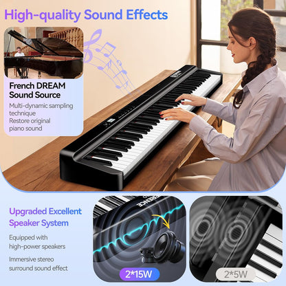 Digitale Piano 88 Toetsen – Keyboardpiano, Elektrisch Keyboard, Elektrische Piano, Opvouwbare Piano – 2 X 25 W Luidsprekers – Bluetooth En MIDI