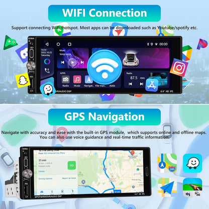 2+32G Carplay Auto Radio 1 din Android met Android Auto GPS-Navigatie, Bluetooth Single din Radio Auto met Scherm, Stereo Auto Support Mirrorlink/FM/WIFI/USB/SWC+Achteruitrijcamera