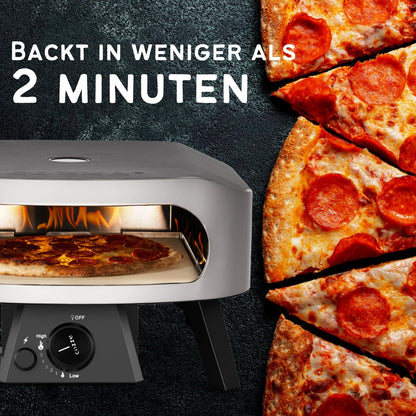 COZZE Mini pizzaoven gas 13 inch - compacte pizza oven gas outdoor (50 mbar) - tafel pizzaoven met regelaar voor kleine pizza's