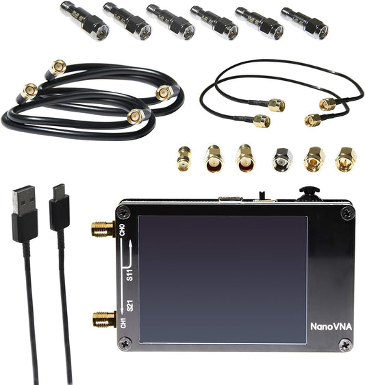 NanoVNA Bundle - Open Hardware Vector Network Analyzer Kit van de Geautoriseerde Distributeur. 50kHz-900MHz+ Draagbare VNA met EMI-afscherming, SOLT-kalibratiekit, 6-delige dempingskit & meer!
