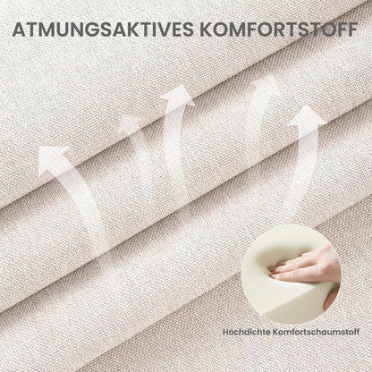 COLAMY Keukenstoel, eetkamerstoelen, set van 2, moderne gestoffeerde stoel, eetstoelen met vaste rugleuning, stoffen eetkamerstoel met houten poten, voor eetkamer, keuken, restaurant, beige
