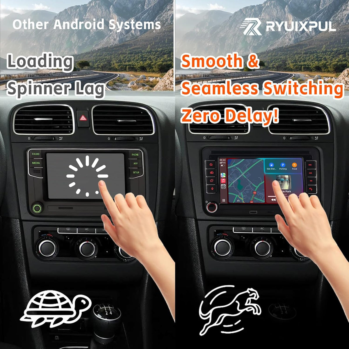 Autoradio stereo voor VW Seat Golf Passat Jetta Beetle EOS met touchscreen Bluetooth FM achteruitrijcamera, Linux System, Double Din Auto Stereo met Wireless Carplay/Android Auto