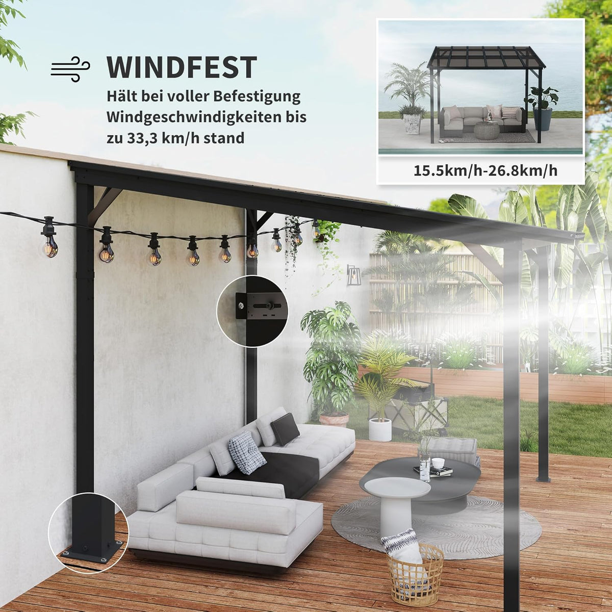 Pergola – Tuinoverkapping – Terrasoverkapping – Tuinpaviljoen – Buitenverblijf – Waterdicht Dak – UV-Bescherming UPF50+