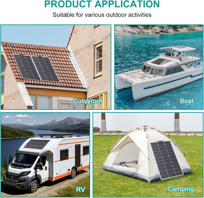 Flexibel 200 Watt Zonnepaneel Kit Met 20A Laadregelaar voor Caravans Jachten