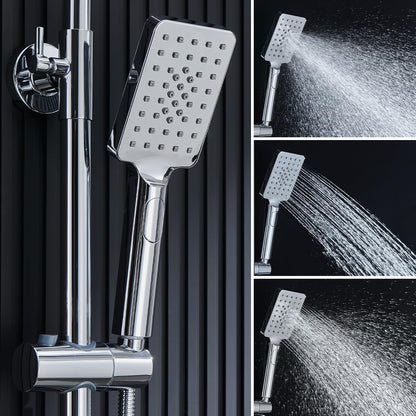 Douchesysteem met Thermostaat – Doucheset – Douchearmatuurset – Regendouche met Kraan – Complete Set met Handdouche – Vierkante Regendouche 25x25 cm – Verstelbare Douchestang – Duurzaam Chroom