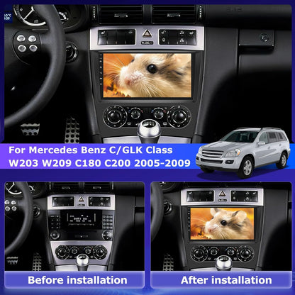 Android 4G+64G Car Stereo for Mercedes Benz C/GLK Class W203 W209 C180 C200 2005-2009, 9 inch Touchscreen Car Radio with Wireless Carplay & Android Auto/Bluetooth 5.0/WiFi/GPS/32EQ