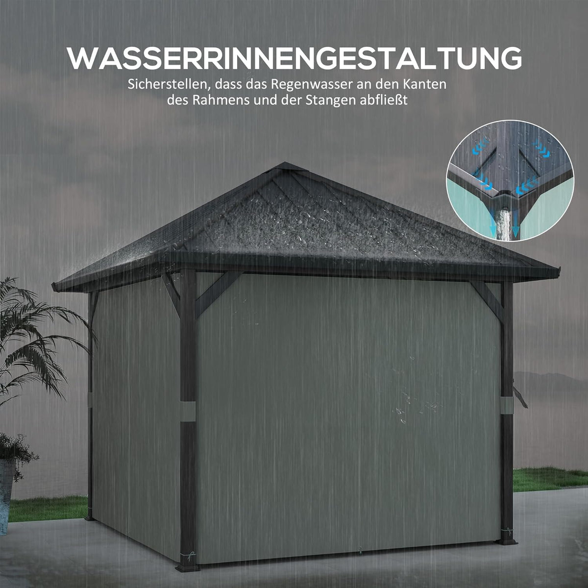 Tuinpaviljoen – Metalen Paviljoen – Tuinoverkapping – Buitenverblijf – Hardtop Paviljoen – Waterdicht Hardtop Dak – Stevig Metalen Frame 304x304 cm