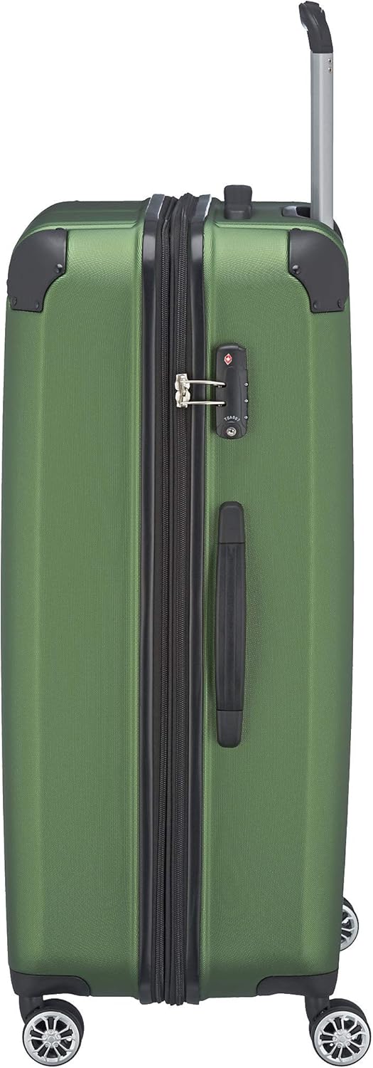 Travelite Koffer met 4 wielen L met TSA-slot+uitbreidingsvouw, bagageserie CITY: robuuste hardshell trolley met krasbestendig oppervlak, 073049-80, 77 cm, 113 liter (uitbreidbaar tot 124 L), groen
