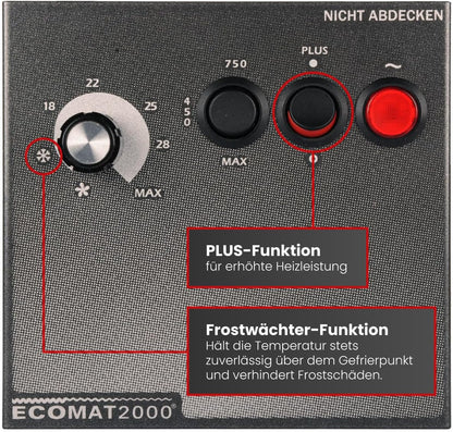 Classic Plus mobiele ventilatorkachel, 230 V, 450 W, 750 W, 1800 W, thermostaat, automatische uitschakeling