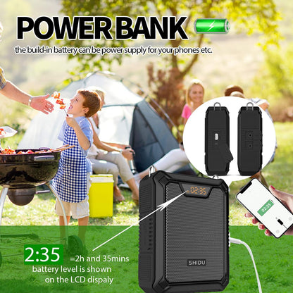 Stemversterker, SHIDU 30W Stemluidspreker Draagbare Bluetooth Luidspreker met UHF Draadloze Microfoon & Bedrade Microfoon Hoofdtelefoon IPX6 Waterdichte Oplaadbare PA-systeem voor Docenten, Tourgids