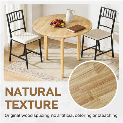 QLLY Ronde Eettafel Massief Houten Eettafel, Keukentafel Houten Tafel, Platte Poten (Natuurlijk, 80cm / 31.49")