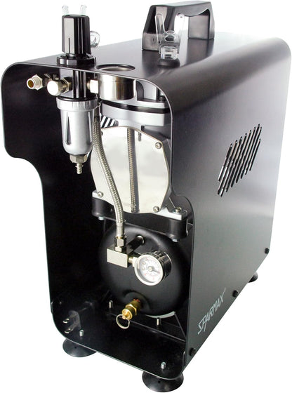 Zuigercompressor – Airbrushcompressor – Compressor zonder olie – Luchtcompressor – Mini compressor – Olievrij en onderhoudsvriendelijk – Dubbele aansluitingen met lange slangen
