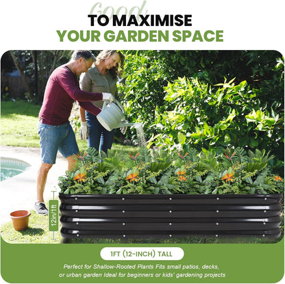 Verhoogde tuinbedset | 4-in-1 verstelbare gegalvaniseerde plantenbakken voor groenten, bloemen | 30,5 cm hoog, meerdere maten (5x3x0,3 ft, 4x4x0,1 ft, 6 x 2 x 1 ft, 6 x 2 x 1 ft, 7 x 1 x 1 ft) |