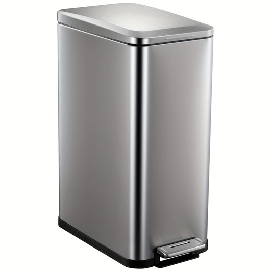 Prullenbak – Afvalbak – Pedaalemmer – Vuilnisbak – Afvalemmer – 50L Inhoud – RVS Vingerafdrukbestendig – Soft Close Deksel – Uitneembare Binnenemmer – Compact Rechthoekig – Hygiënisch Handsfree Gebruik