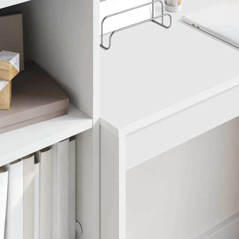 Desk with Storage Space with Shelf 2pcs White 90 X 40 X 76Cm Sleek Exterior, Ample Storage Space, Sturdy And Smooth, Featuring a Minimalist And Functional Design.
