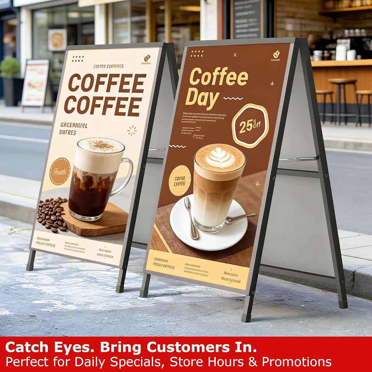 WIIGO A1 A Boards Pavement Signs A Frame Sign Board - Dubbelzijdige Sandwich A-Board Poster Sign Display Stand met 2 Anti-Glare Covers en Golfplaten voor Zaken, Restaurant, Reclame
