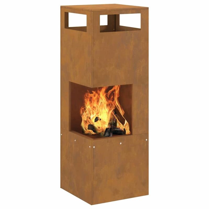 Draagbare Vuurkorf – Vuurschaal – Buitenhaard – Mini Fireplace – Buitenkachel – Compact 35cm – Duurzaam Metalen Design – Bruin