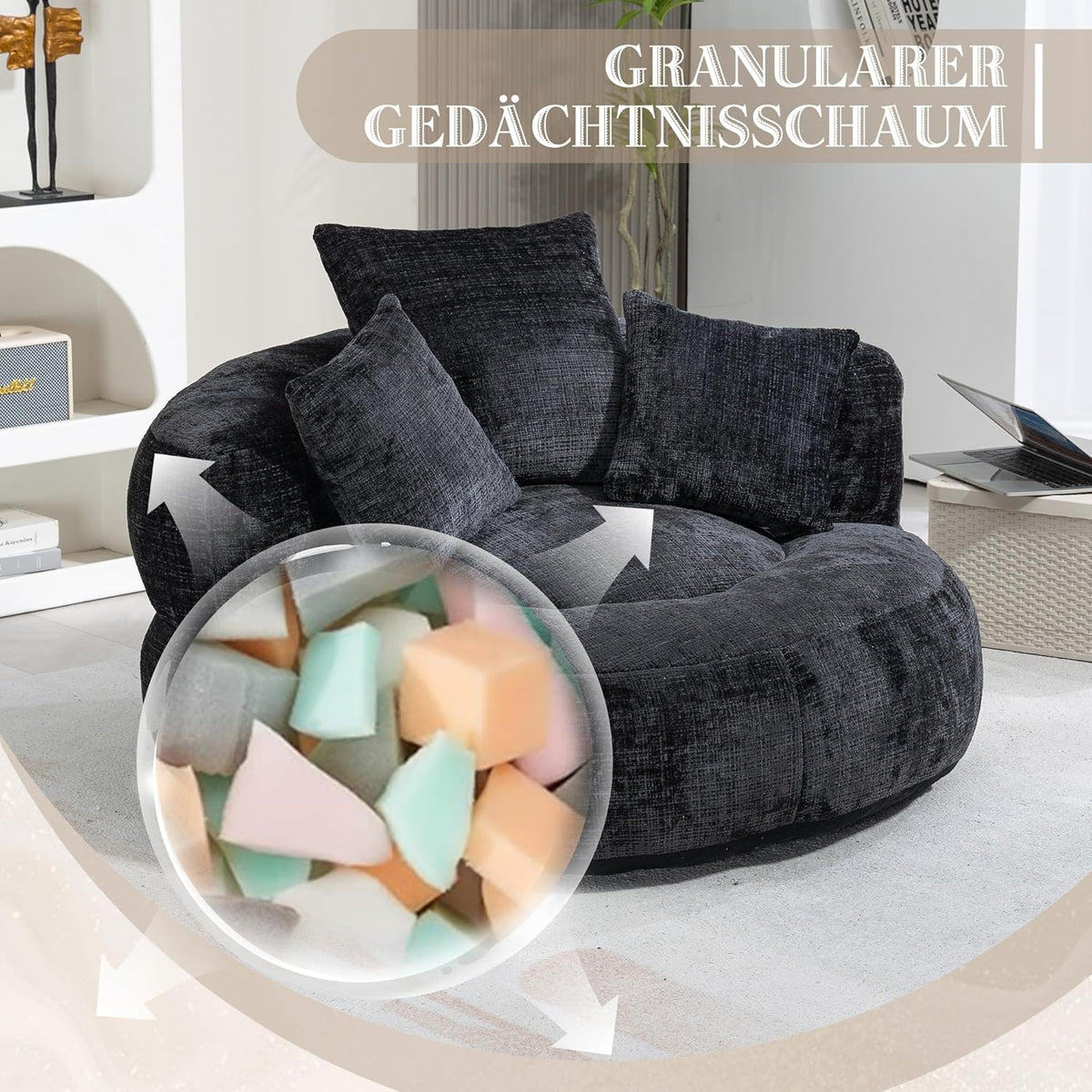 Lazy Sofa Durable Comfort Lounger zitzak met hoge rug, met drie kussens voor volwassenen en kinderen, binnen en buiten, single gamingbank, stoel voor slaapkamer, kantoor - QUORE