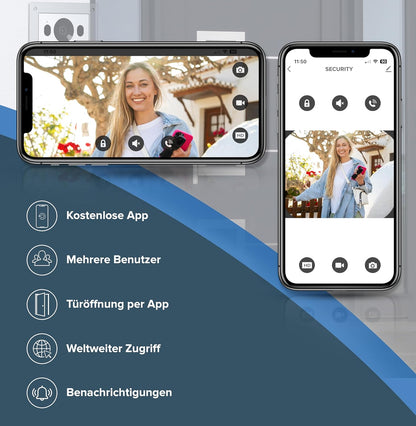 4-draads video-deurintercomsysteem intercominstallatie 1x7 inch monitor spiegelglas, deurstation voor 1 familiehuis, 170 graden groothoek-camera 1x7'' Monitor mit WLAN Schnittstelle Met